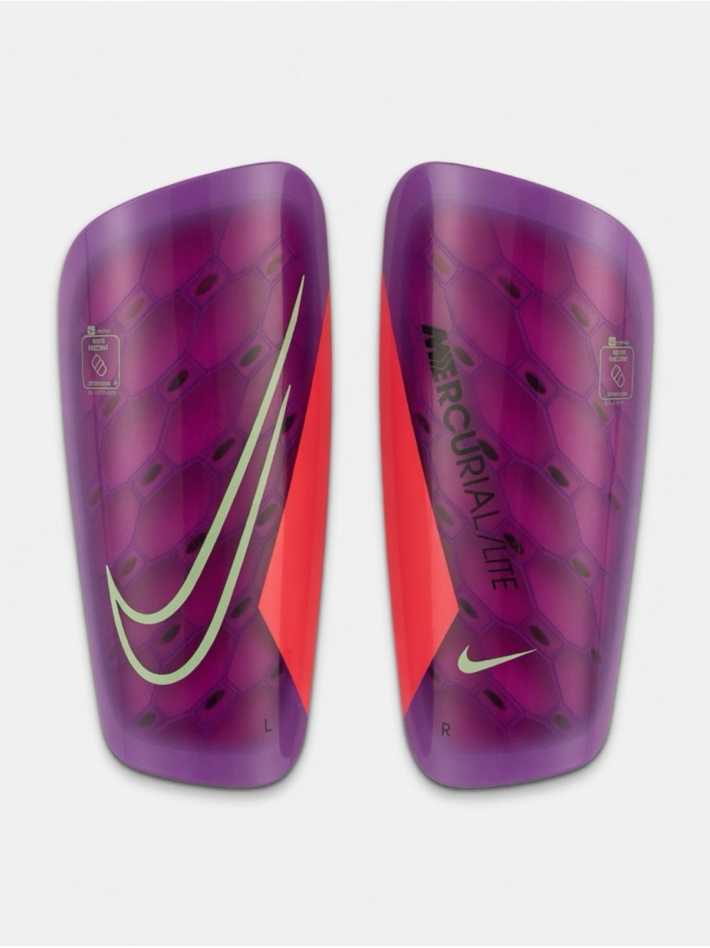 Nike Mercurial Lite Shin Guards in Purple & Red